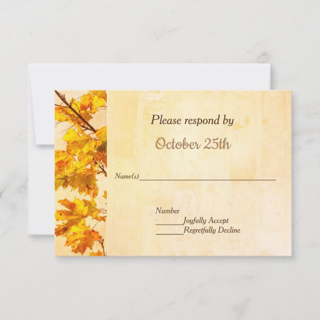 Goldene Blätter Hochzeit im Herbst Party Einladung (Vorderseite)