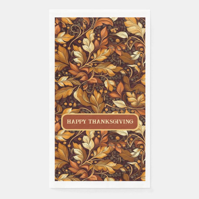 Goldene Blätter individuell anpassbar Serviette (Vorderseite)