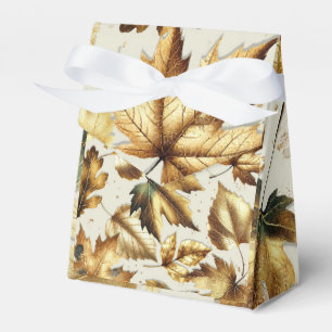 Goldene Blätter Mandel Beige Glam Herbsthochzeit Geschenkschachtel