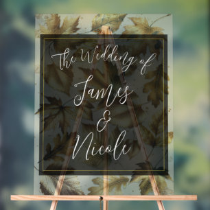 Goldene Blätter Mandel Beige & Schwarze Eleganz He Acrylschild