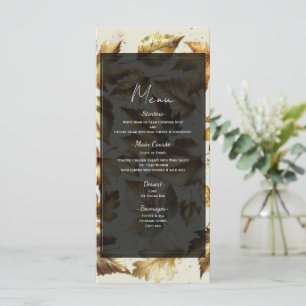 Goldene Blätter Mandel Beige & Schwarzes Herbst Ho Menükarte