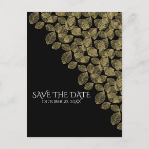 Goldene Blätter Schwarze Herbst Eleganz Termin spe Ankündigungspostkarte