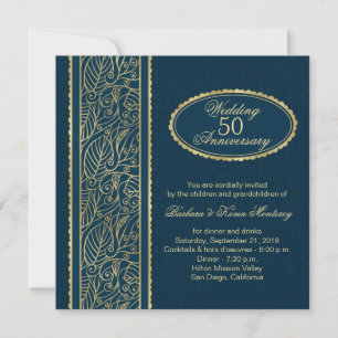 Goldene Blätter zum 50. Hochzeitstag Einladung