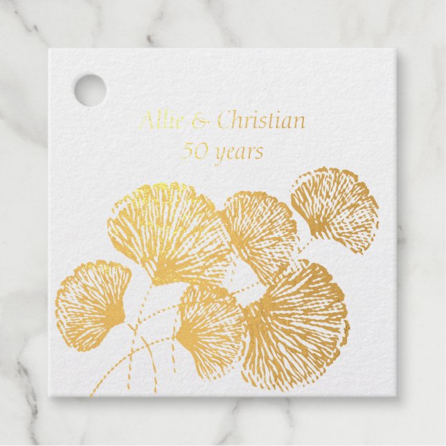 Goldene Blätter zum 50. Jahrestag der Hochzeit Geschenkanhänger (Vorderseite)