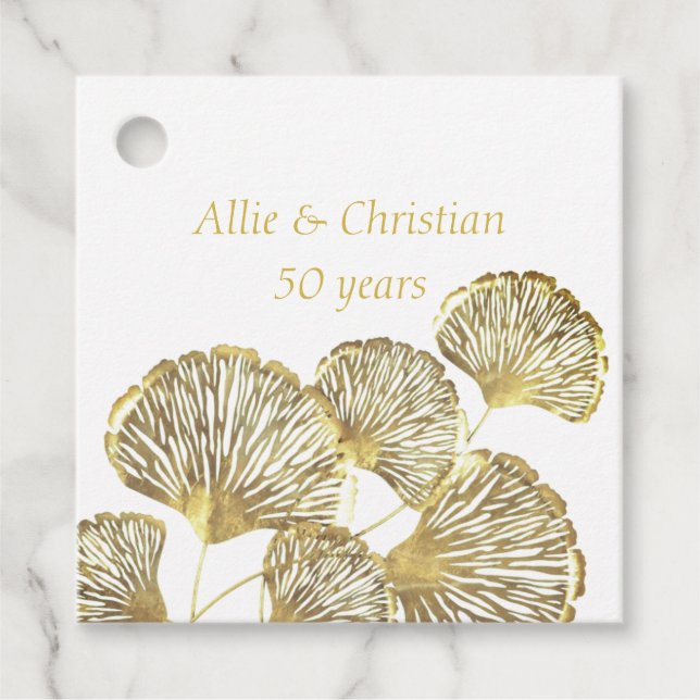Goldene Blätter zum 50. Jahrestag der Hochzeit Geschenkanhänger (Vorderseite)