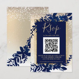 Goldene Blattschneesicherheit im Winter QR-uAwg RSVP Karte