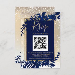 Goldene Blattschneesicherheit im Winter QR-uAwg RSVP Karte