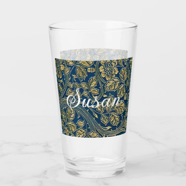 Goldene blaue Eleganz Glas (Rückseite)