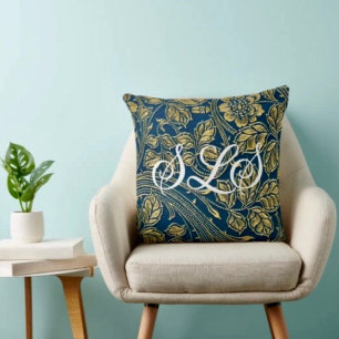 Goldene blaue Eleganz Kissen