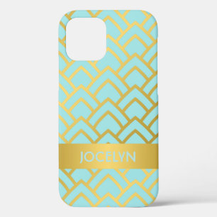 Goldene blaue Kunst Deco Geometrischer Personalisi Case-Mate iPhone Hülle