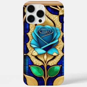 Goldene Blaue Rose im Dekorativen Rahmen iPhone 16 Pro Max Hülle