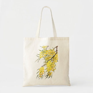 goldene Blume Aquarell Tragetasche