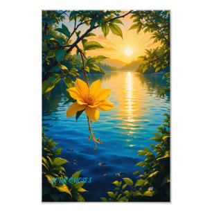 Goldene Blume bei Sonnenuntergang – Impressionisti Fotodruck