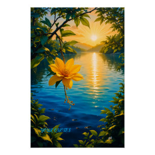 Goldene Blume bei Sonnenuntergang – Impressionisti Poster