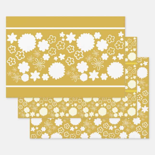 Goldene Blume Blumenmuster Geschenkpapier Set (Set)