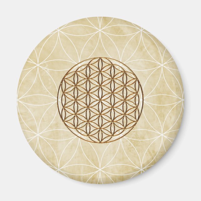 Goldene Blume des Lebens Magnet (Vorne)