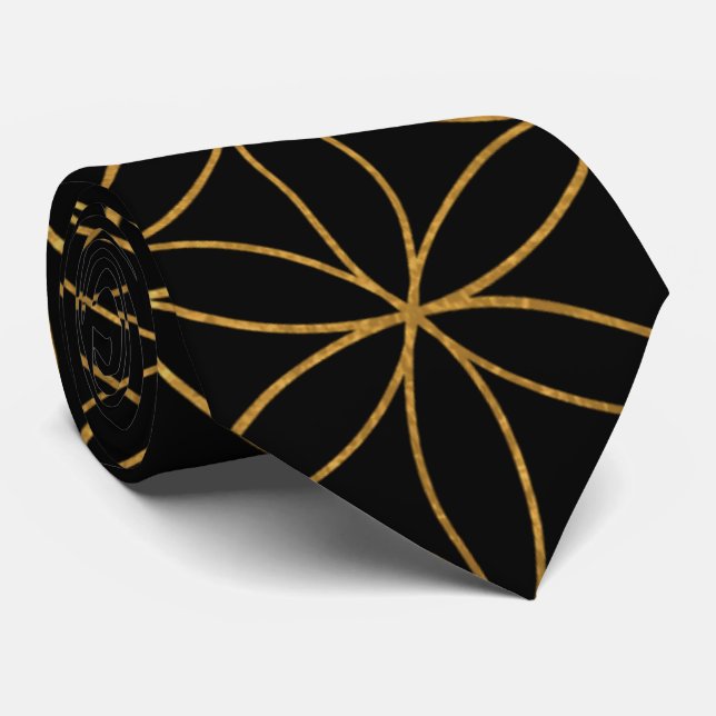 Goldene Blume des Lebens Sacred Geometry Neck Tie Krawatte (Gerollt)