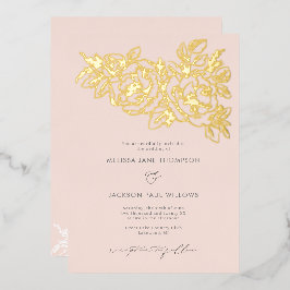 Goldene Blume Eck Espresso Folieneinladung