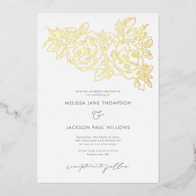 Goldene Blume Folieneinladung (Vorderseite)