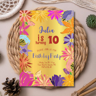 Goldene Blume Geburtstag Einladung