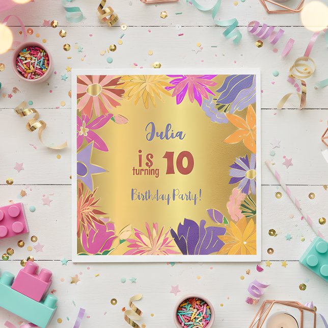 Goldene Blume Geburtstag Serviette (Von Creator hochgeladen)