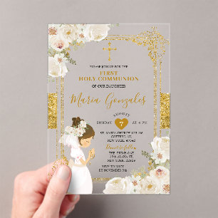 Goldene Blume Girl First Heilige Kommune Acryleinladungen