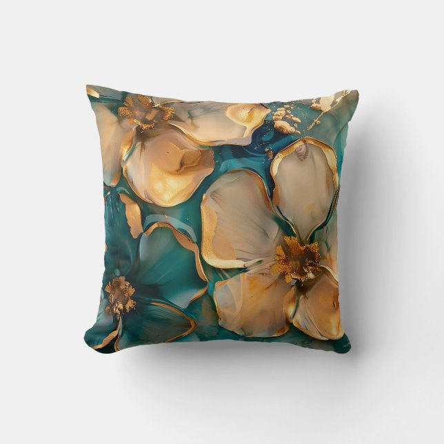 Goldene Blume Kissen (Vorderseite)