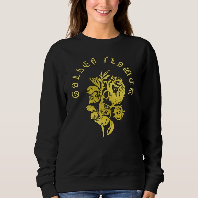 Goldene Blume – Luxusdesign im Stickstil Sweatshirt (Vorderseite)