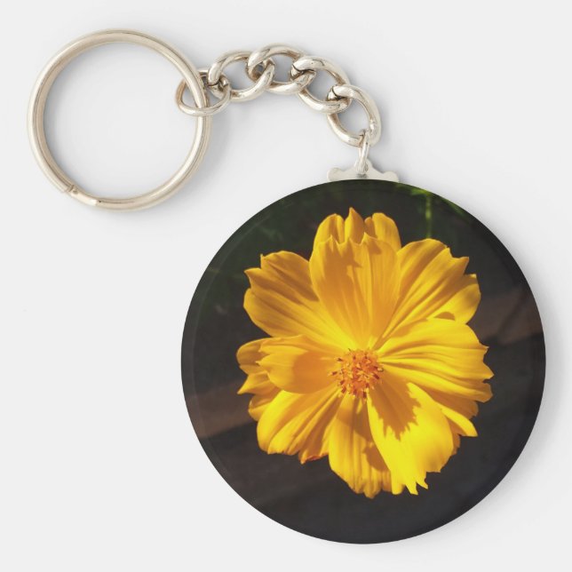 Goldene Blume Makrofotografie Schlüsselanhänger (Vorne)