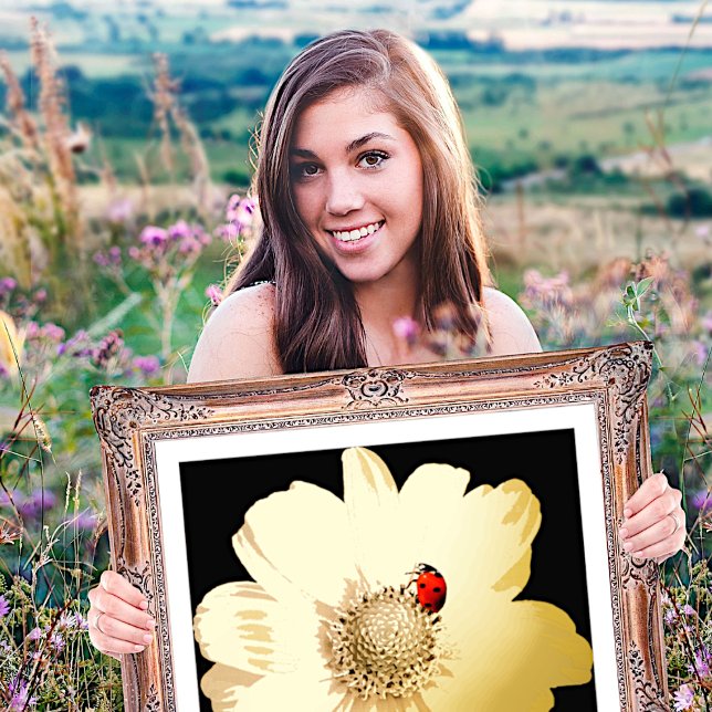 Goldene Blume mit Ladybug Foliendrucke (Von Creator hochgeladen)