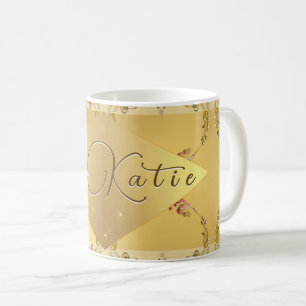 Goldene Blume mit Namen Tasse