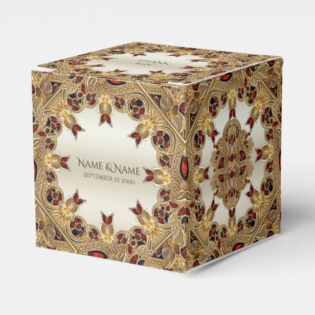 Goldene Blume - Red Gemstone Gevor Box Geschenkschachtel (Vorderseite)