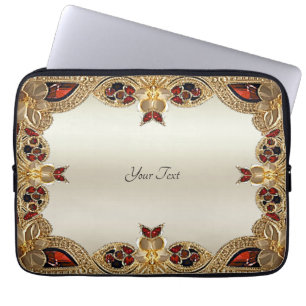 Goldene Blume Roter Edelstein Laptopschutzhülle