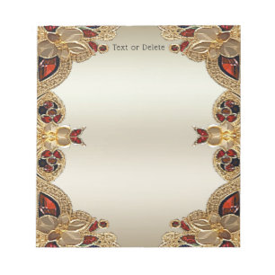 Goldene Blume, roter Edelstein Notepad Notizblock