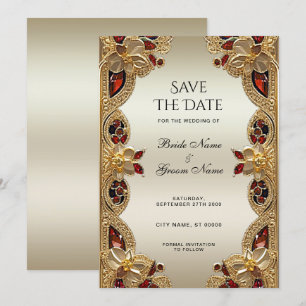 Goldene Blume Roter Gemstone Splendor Save the Dat Date