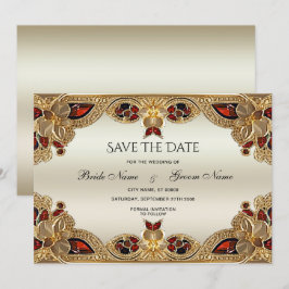 Goldene Blume Roter Gemstone Splendor Save the Dat Date