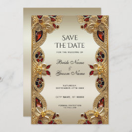 Goldene Blume Roter Gemstone Splendor Save the Dat Save The Date