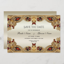 Goldene Blume Roter Gemstone Splendor Save the Dat Save The Date