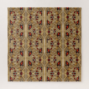 Goldene Blume Rotes Dekorationspuzzle Puzzle