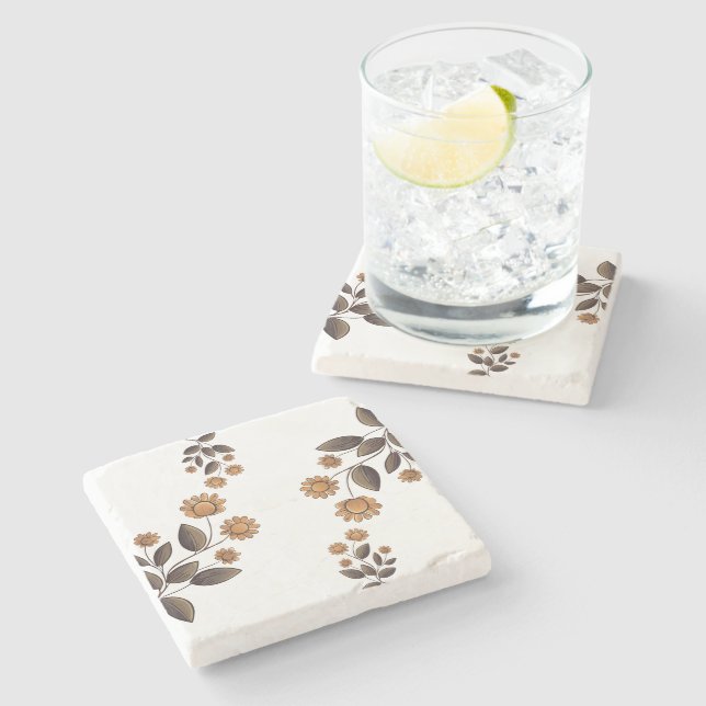 Goldene Blume Steinuntersetzer (Seitenansicht)