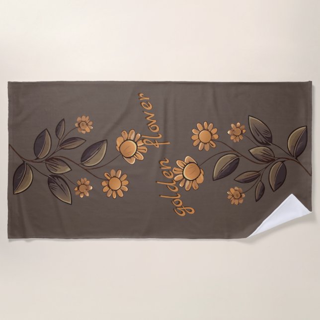 Goldene Blume Strandtuch (Vorderseite)