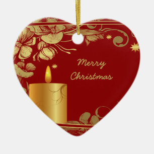 Goldene Blume und Kerzenschmuck Keramikornament