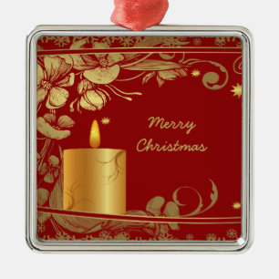 Goldene Blume und Kerzenschmuck Ornament Aus Metall