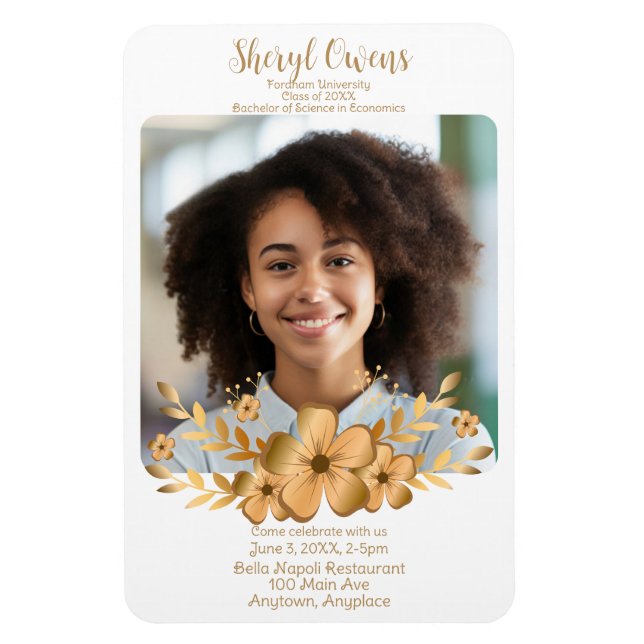 Goldene Blume Uni-Abschluß Magnet (Vertikal)