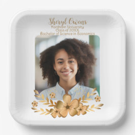 Goldene Blume Uni-Abschluß Pappteller