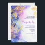 Goldene Blume Wasserfarbe Blau Einladung<br><div class="desc">Eine elegante, wasserfarbene Einladung in Blau- und Lavendeltönen mit einem Overlay aus goldenen Blume. Als Einladung von Quinceañera präsentiert, ist es perfekt für die süßen 16 Geburtstage oder jede andere Feier. (Vector erstellt von pikisuperstar - www.freepik.com). Die Karte lässt sich leicht mit Ihren Formulierungen, Schriftart, Schriftart und Papierform anpassen. Nicht...</div>