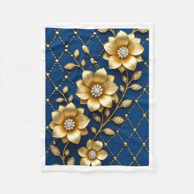 Goldene Blumen Blau und Gold Decke (Vorderseite)