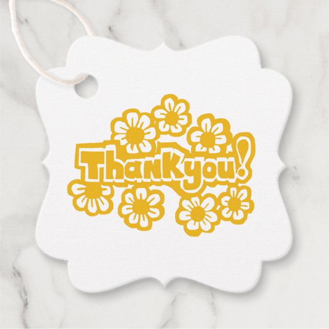 Goldene Blumen Danke! Geschenkanhänger (Vorderseite)