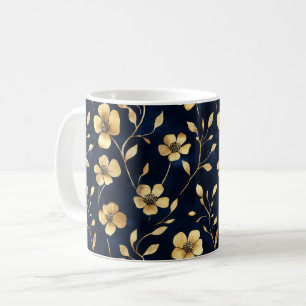 Goldene Blumen Marine Muster Kaffeetasse
