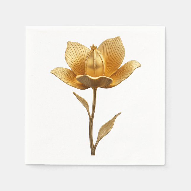 Goldene Blumen-Papier-Serviette Serviette (Vorderseite)